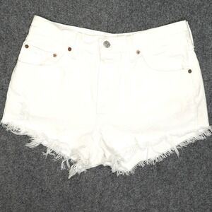Levis Cut Off Shorts Women 30 White 501 Jorts Distressed Daisy Duke Booty Biker